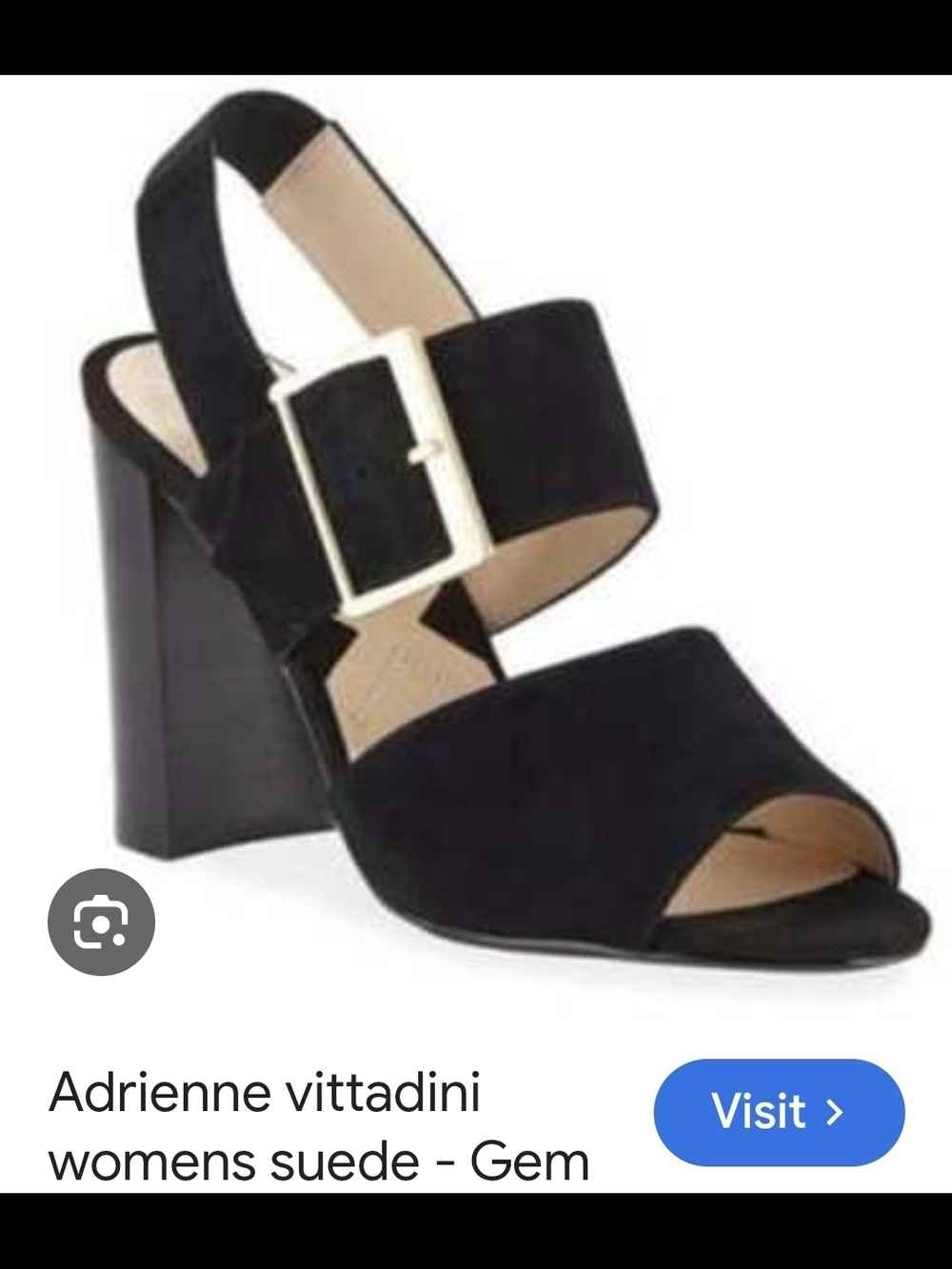 Adrienne Vittadini Black Suede Block Heel Sandal with Buckle
